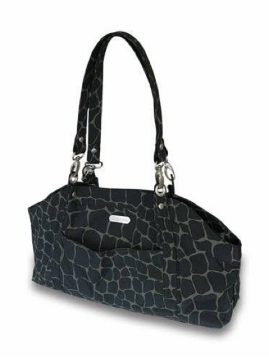 Baggallini Handbags - Baggallini Hampton Shoulder Tote Bag – Black & Gray Giraffe Print Nylon
